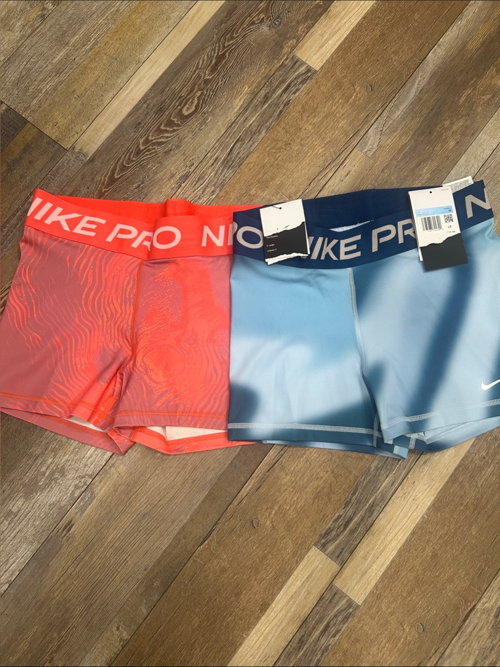 Nike Pro Women's Training Shorts - Coral Red & Light Blue